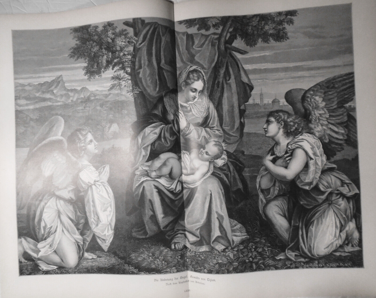 Die Anbetung der Engel. Gemälde von Tizian. - 1886  - Original
