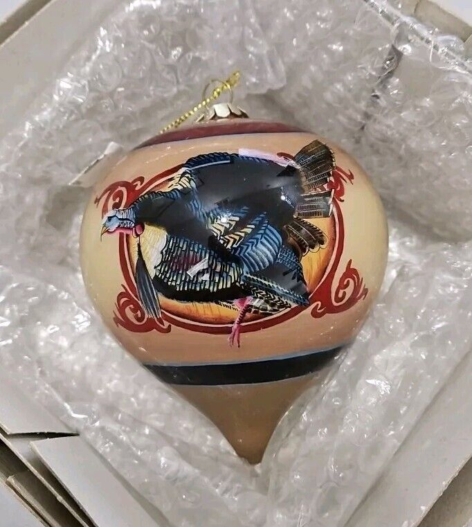 RARE Hand Painted Ne\'Qwa Art Hang Ornament Turkey Signed Robert Schmidt Retired
