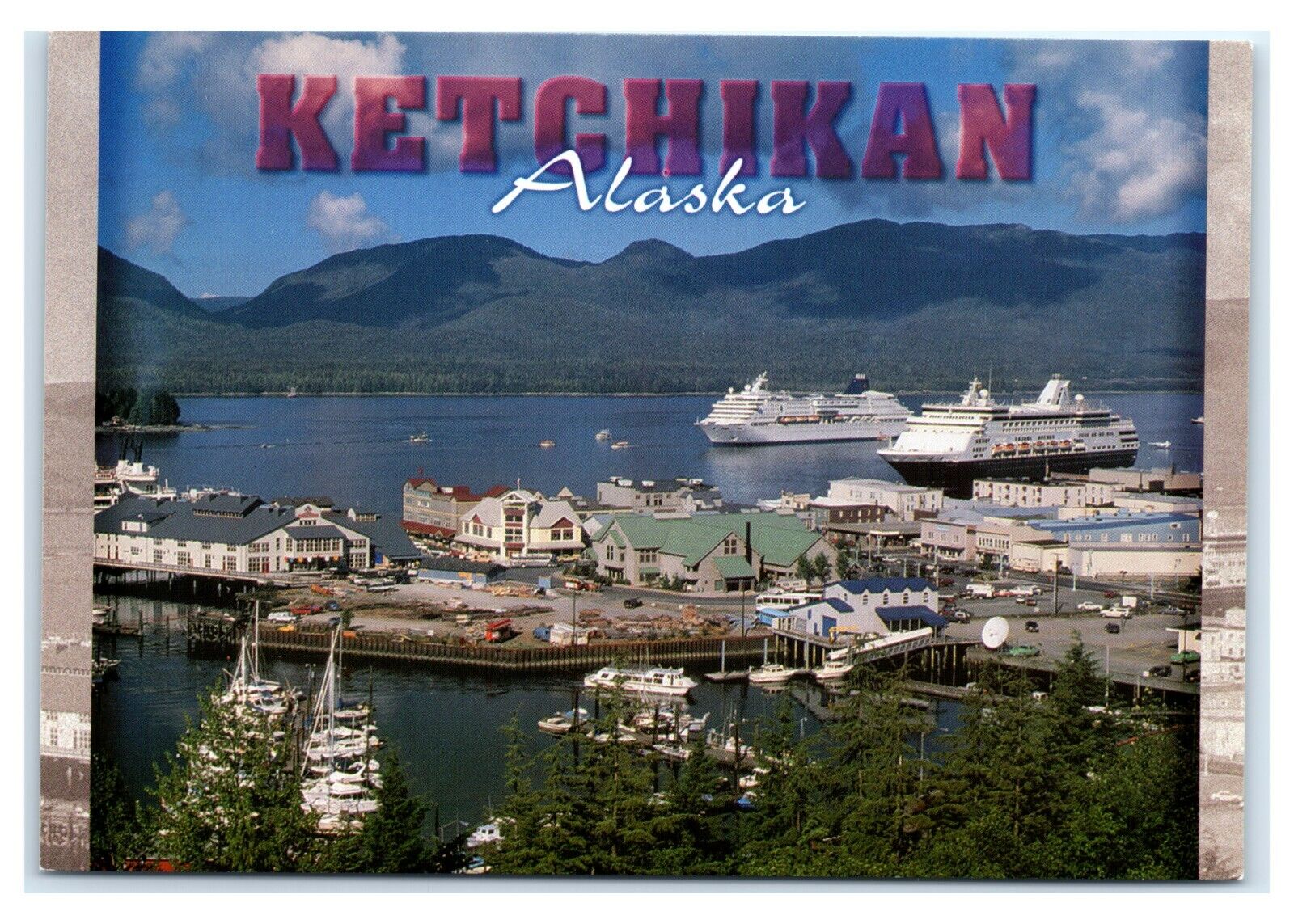 Postcard Cruise Ships docked near Spruce Mill Waterfront, Ketchikan AK ACE1693