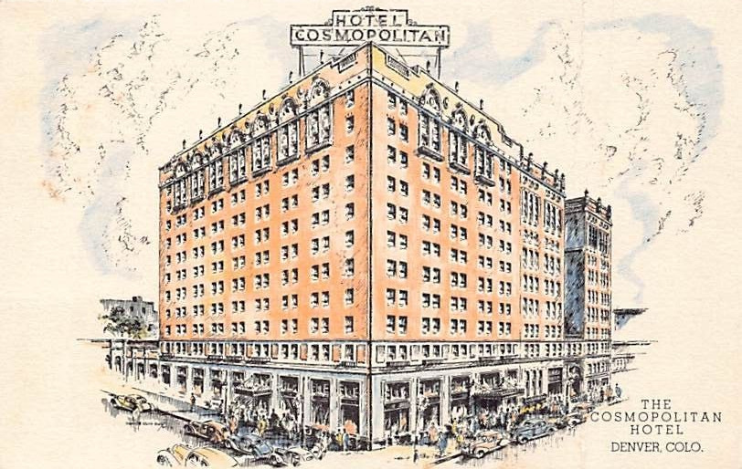 Postcard CO: Hotel Cosmopolitan, Denver, Colorado, 1940\'s