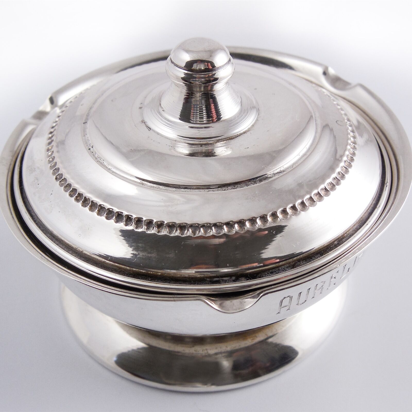 GORHAM STERLING SILVER LIDDED MUSTARD BOWL, — SIGNED, No 825, TIMELESS CLASSIC