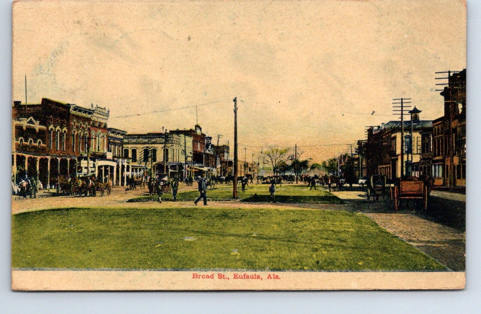 Postcard Alabama Eufaula Main Street Posted 1909