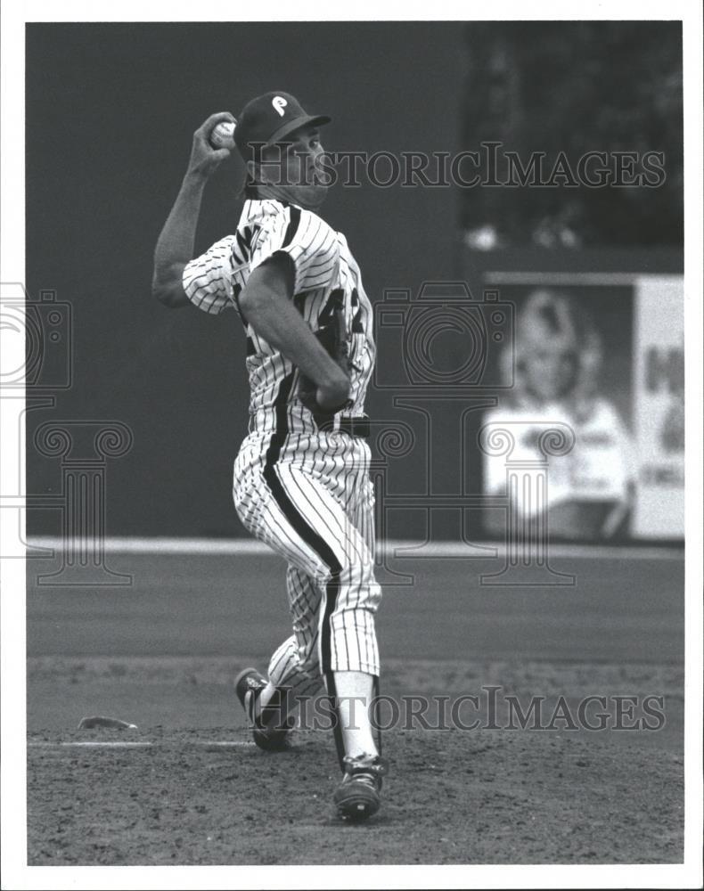 1989 Press Photo Don Carman Baseball Player Philadelphia Phillie Richard Gentile