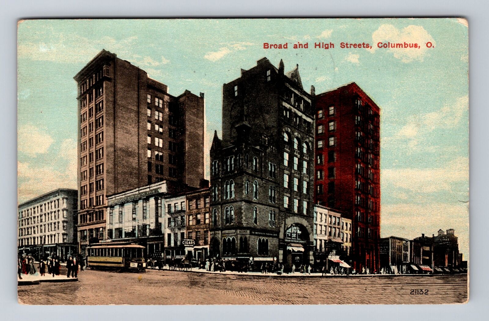 Columbus OH-Ohio, Broad And High Streets, Advertisment, Vintage c1913 Postcard