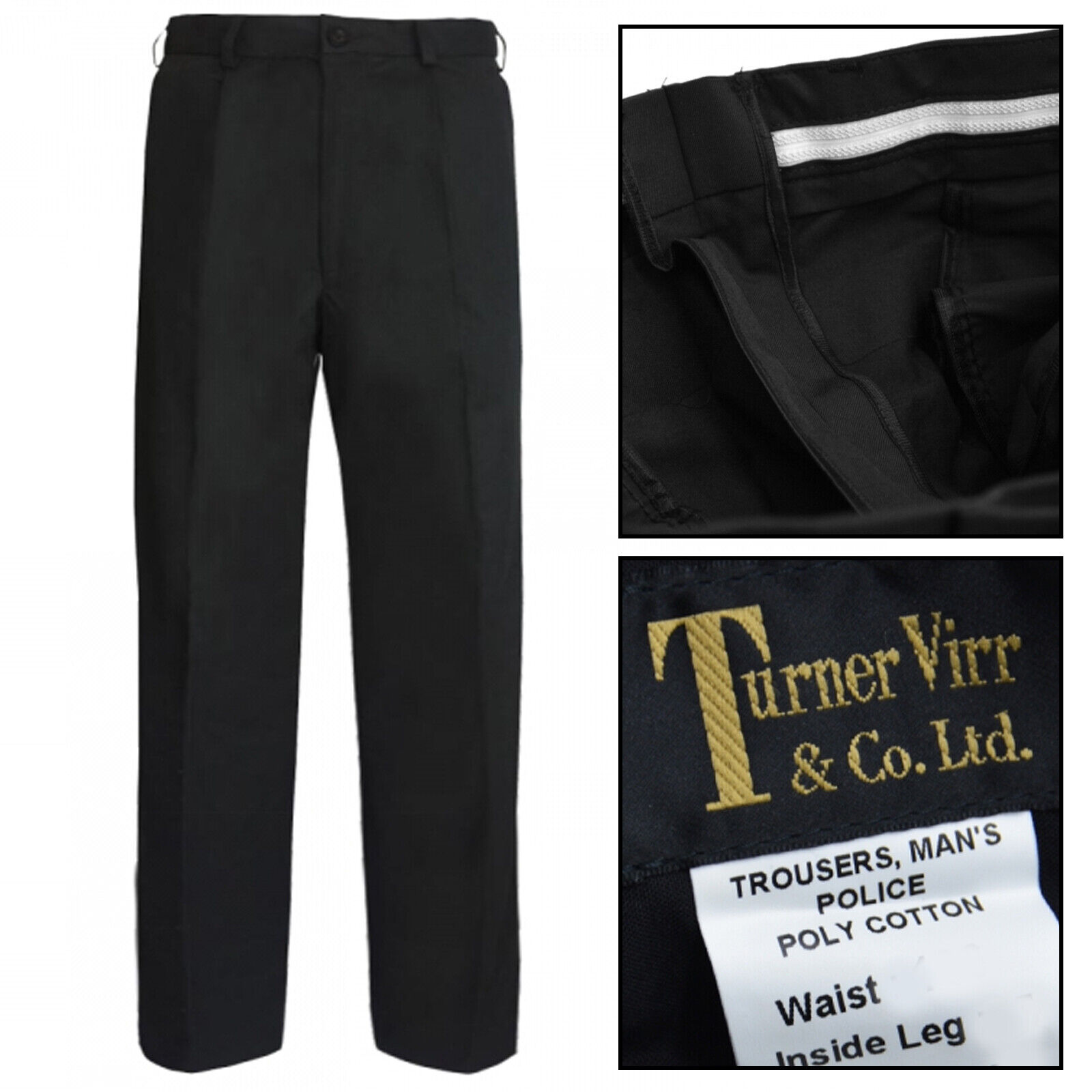British Trousers Pants Mens Police Prison Officer Security Black Metropolian New