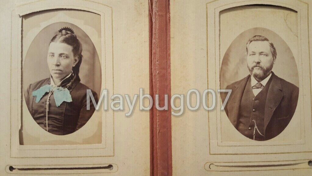 2 Antique CDV Photographs Dr & Mrs Weaver Identified History