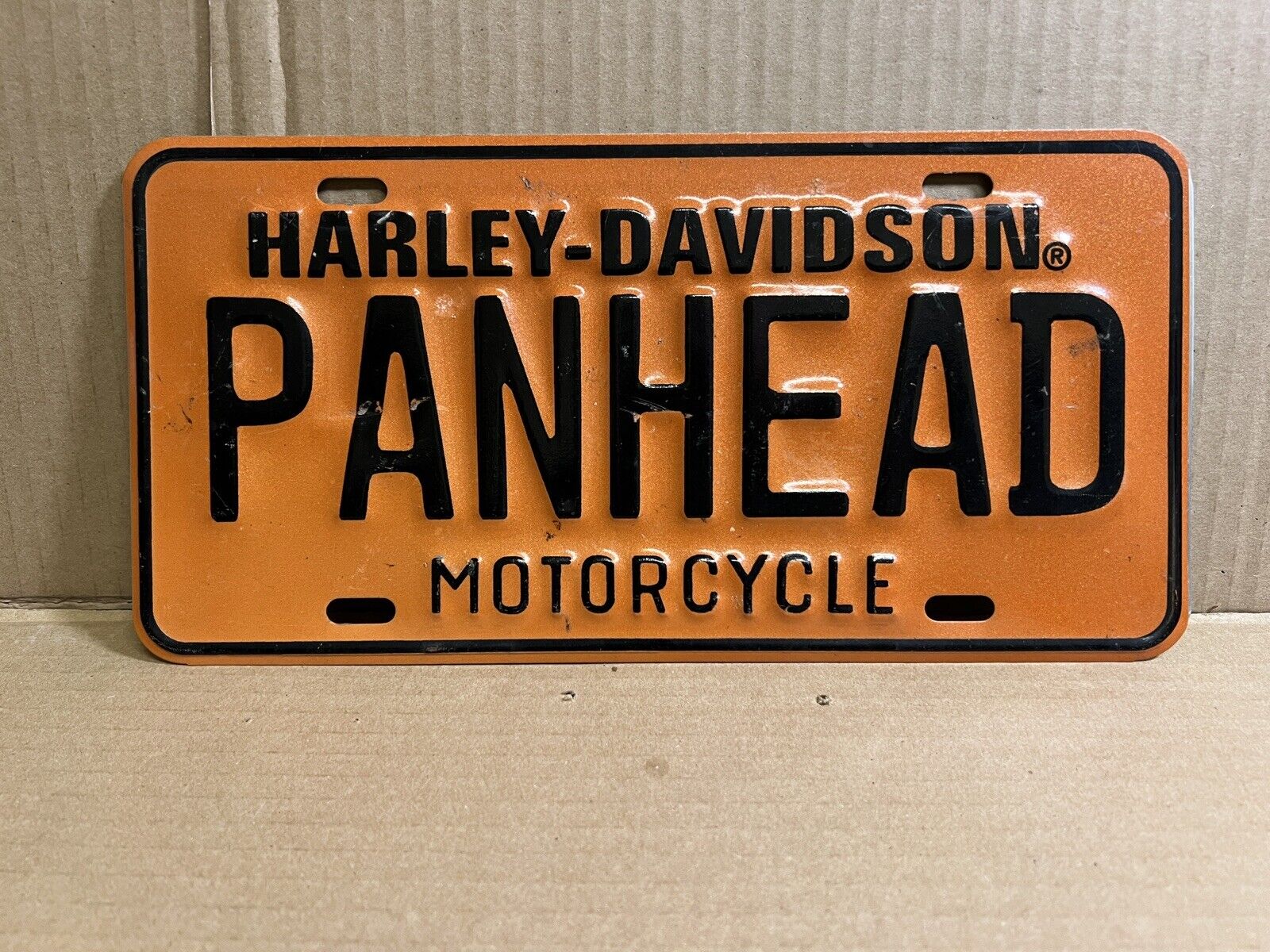 Vintage Harley Davidson Panhead Novelty License Plate EMBOSSED
