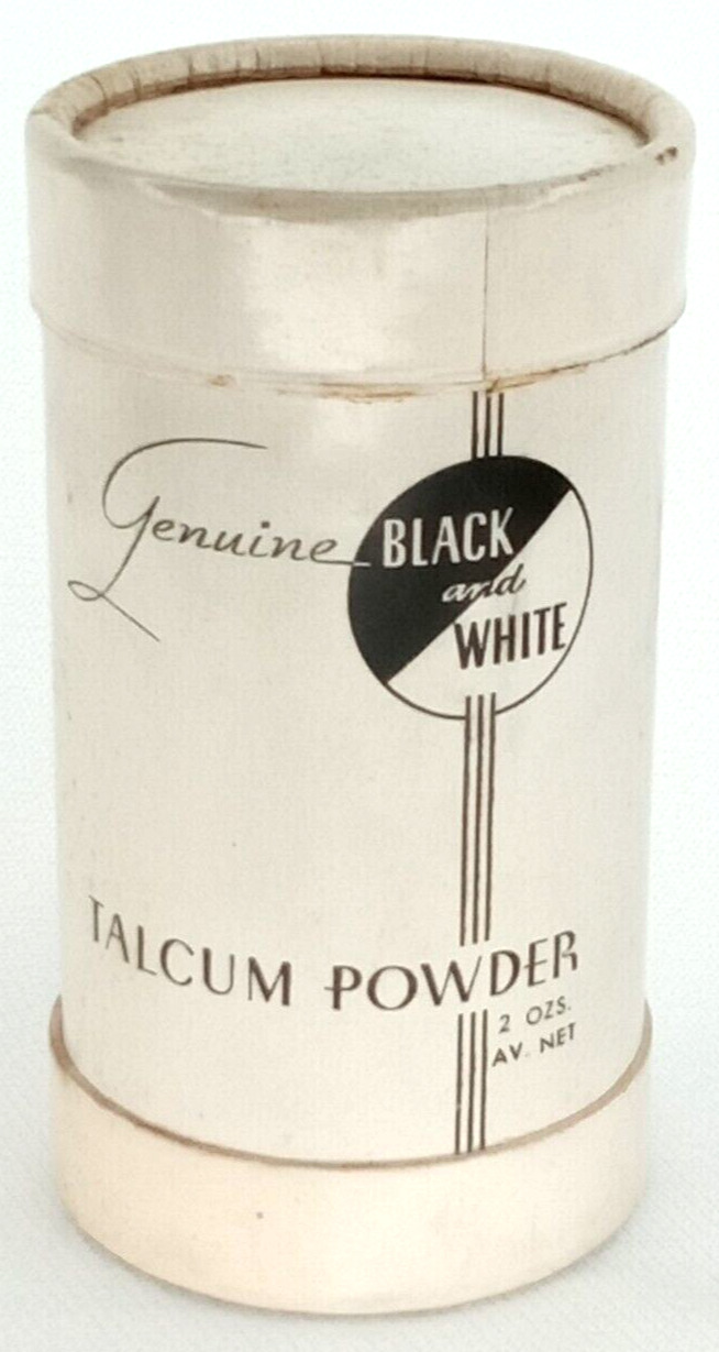Genuine Black & White Talculm Powder 2 Ounces Plough Inc New York Vintage Vanity