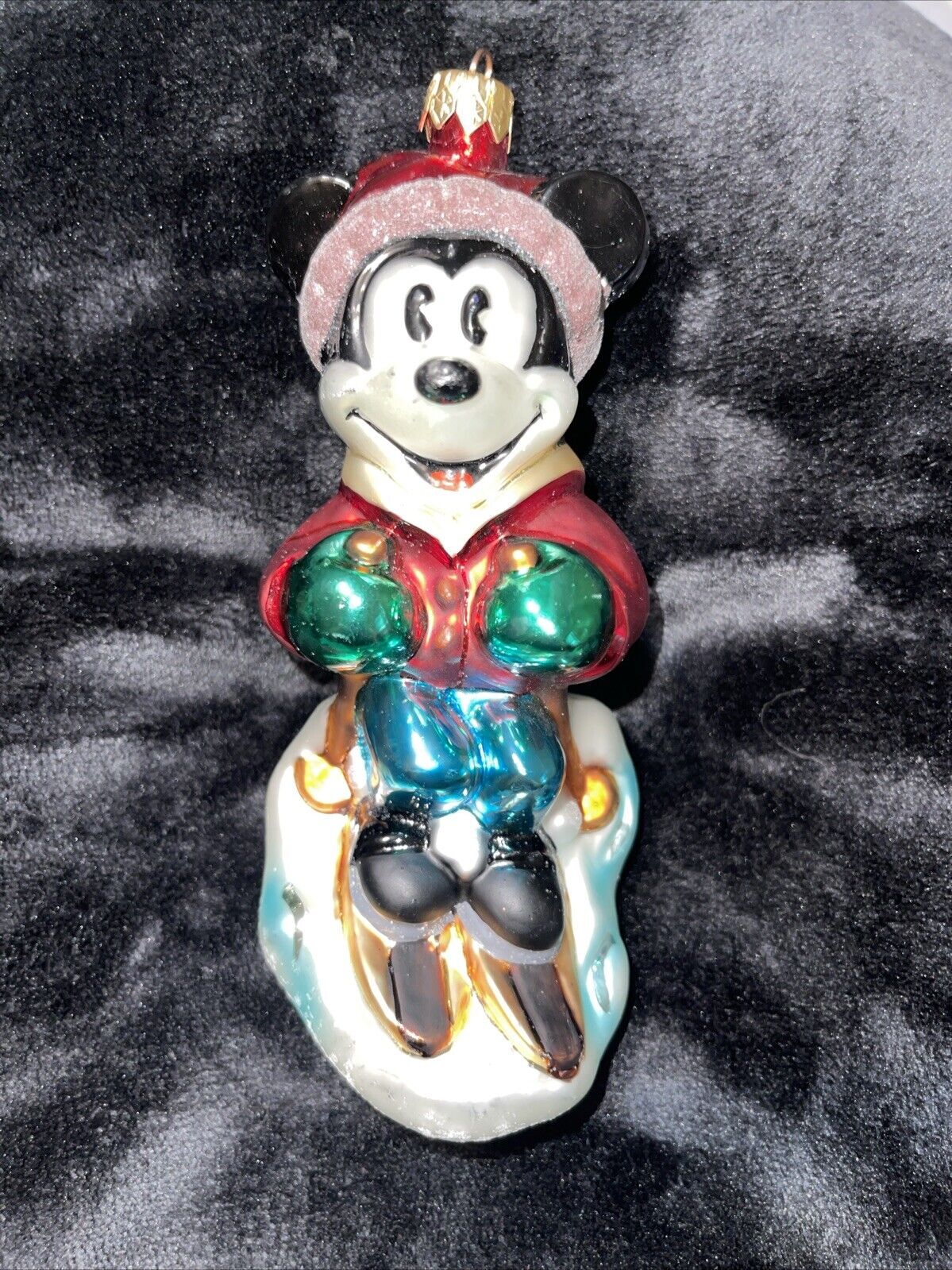 Christopher Radko Disney Mickey Mouse Skiier Glass Christmas Ornament 7”