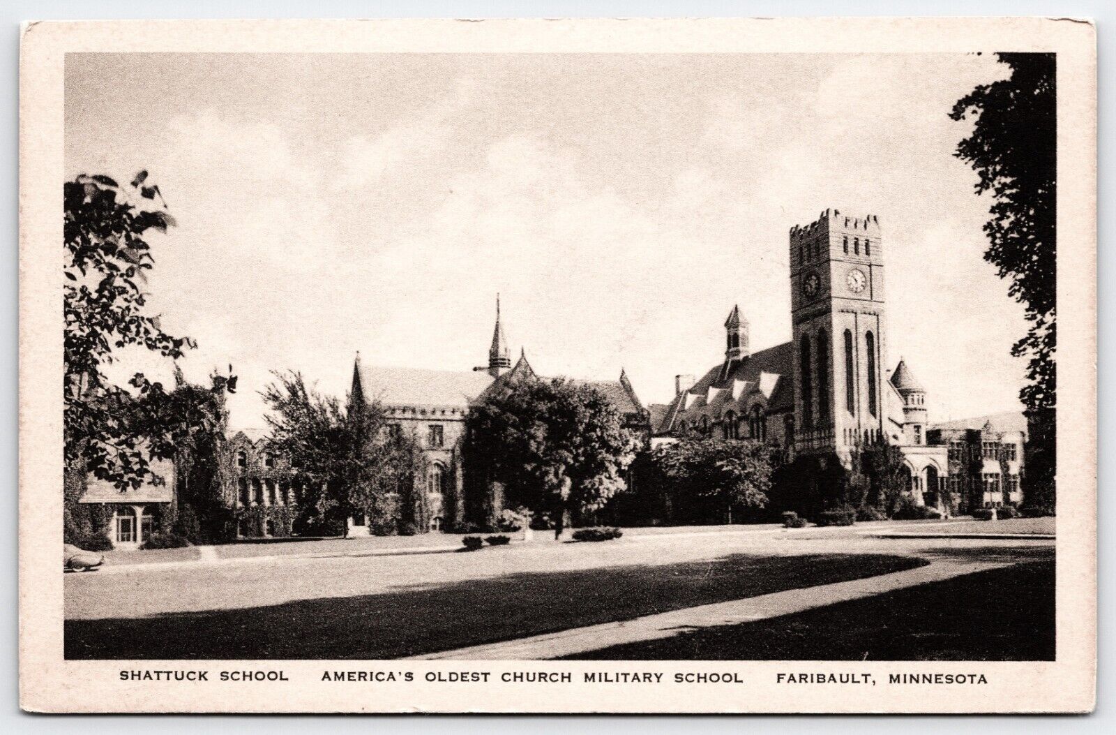 Postcard Shattuck School America\'s Oldest Church Military School Faribault MN