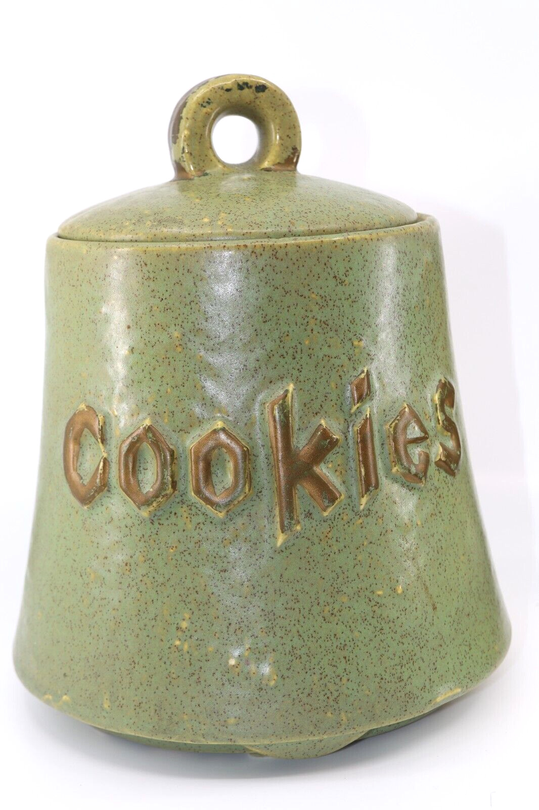 Vintage McCoy Bell Cookie Jar Green Gold