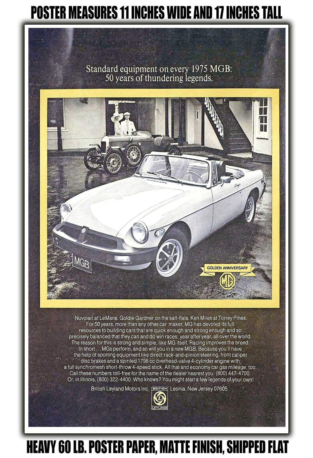 11x17 POSTER - 1975 MG MGB 50 Years of Thundering Legends