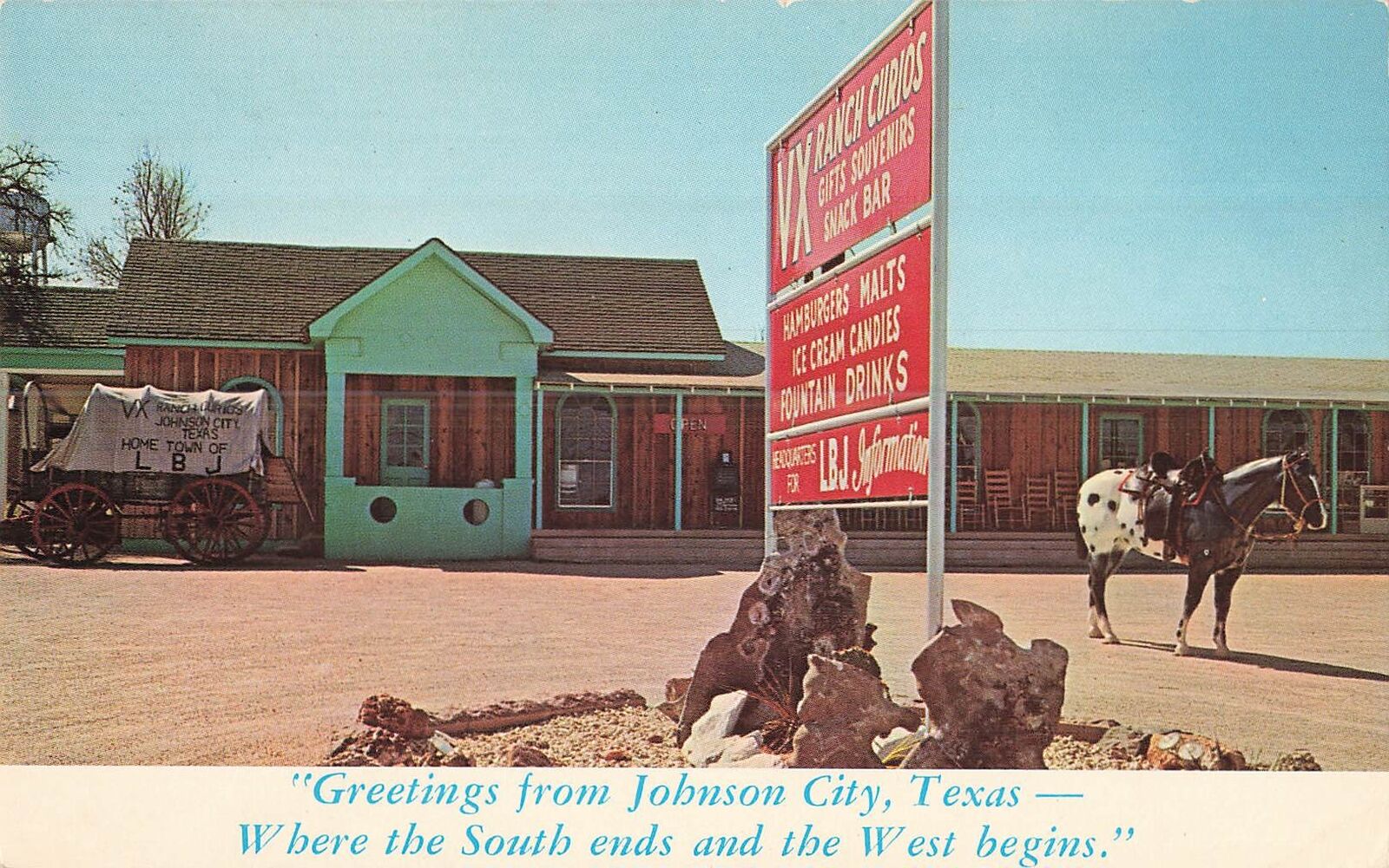 Vintage Postcard Exterior Street VX Ranch Curios Snack Bar Johnson City Arizona
