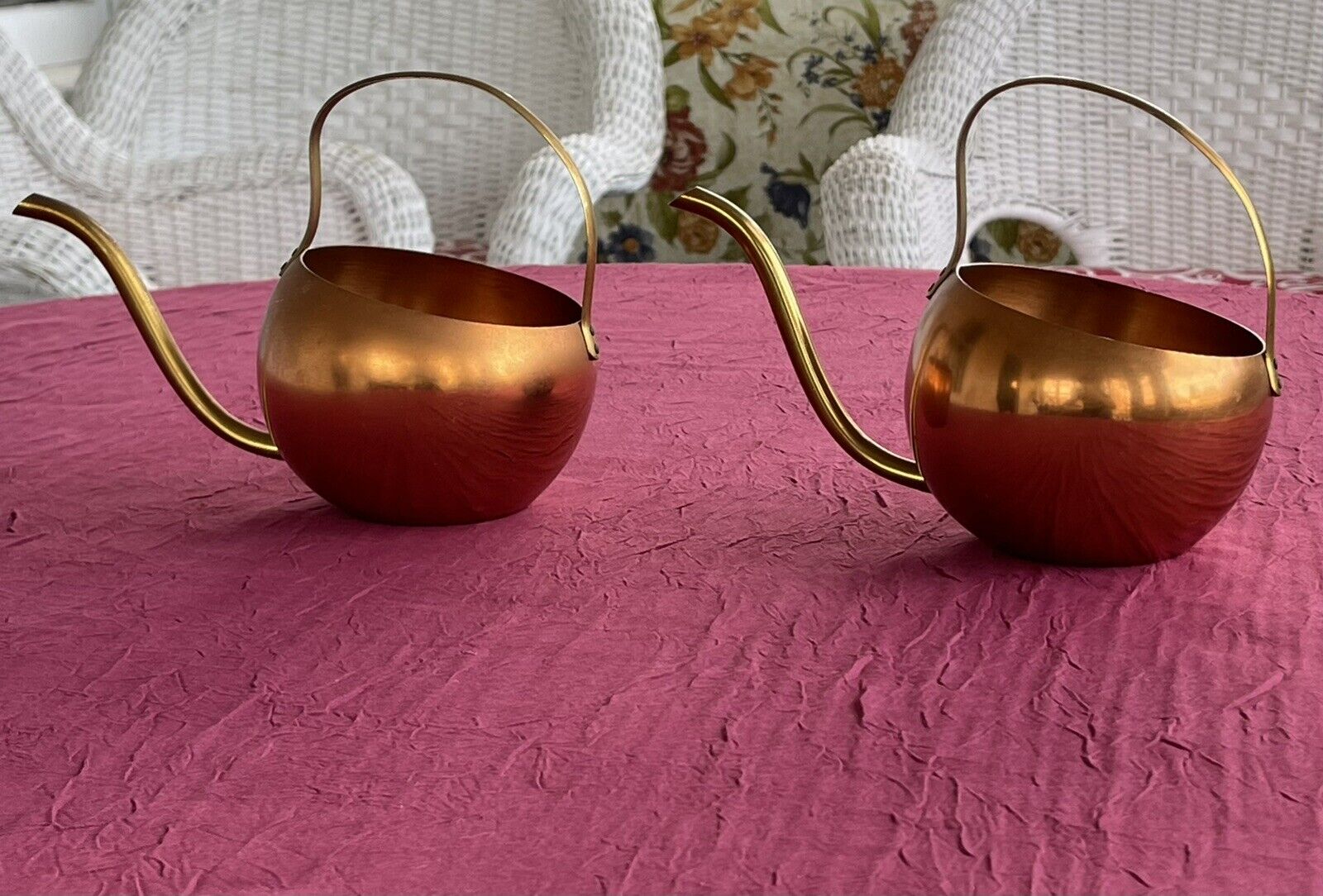 Two Vintage 1970s Coppercraft Copper Watering Cans