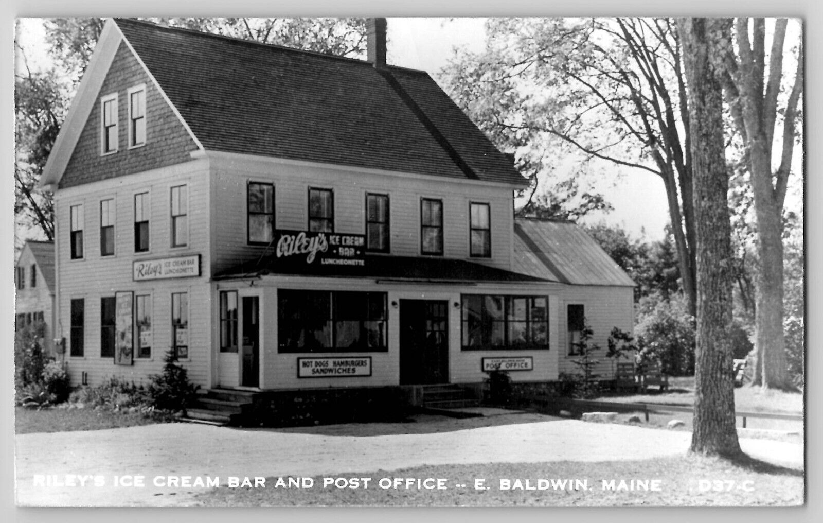 Riley\'s Ice Cream Bar Post Office East Baldwin ME Maine RPPC Photo Postcard 1940