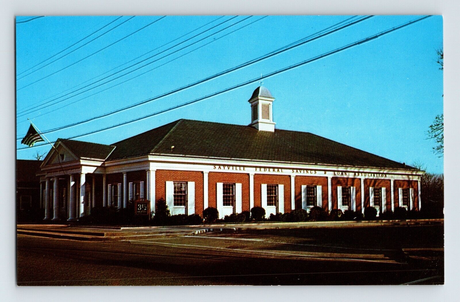 Postcard New York Long Island Sayville Federal Savings Loan Bank 1960s Unposted