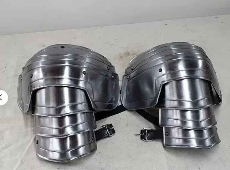 Medieval Steel Berserk Guts shoulder Armor pair of pauldrons Silver Polish