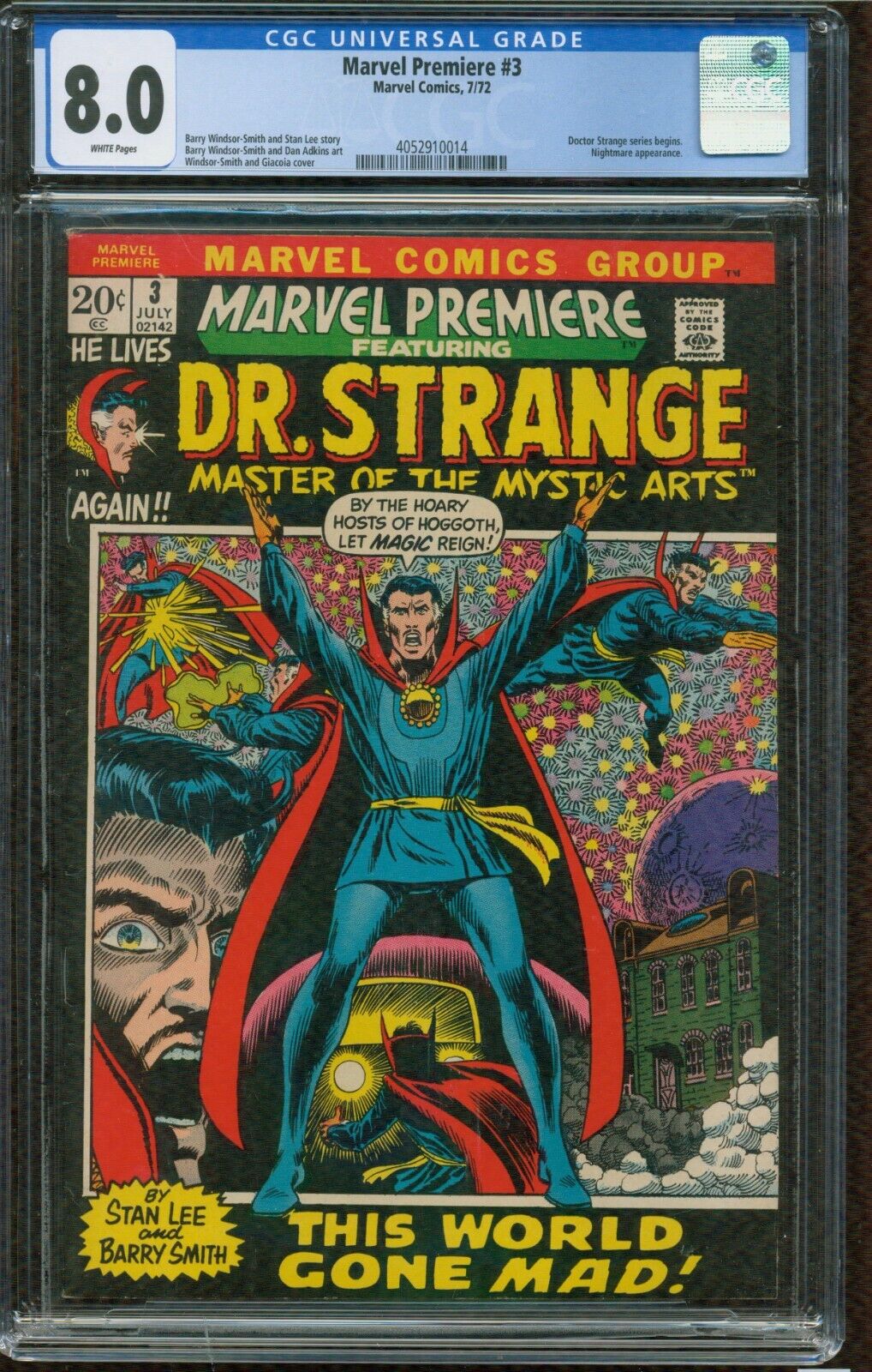 MARVEL PREMIERE #3 DR. STRANGE July 1972 CGC 8.0 White Pages KEY ISSUE ID: G-847