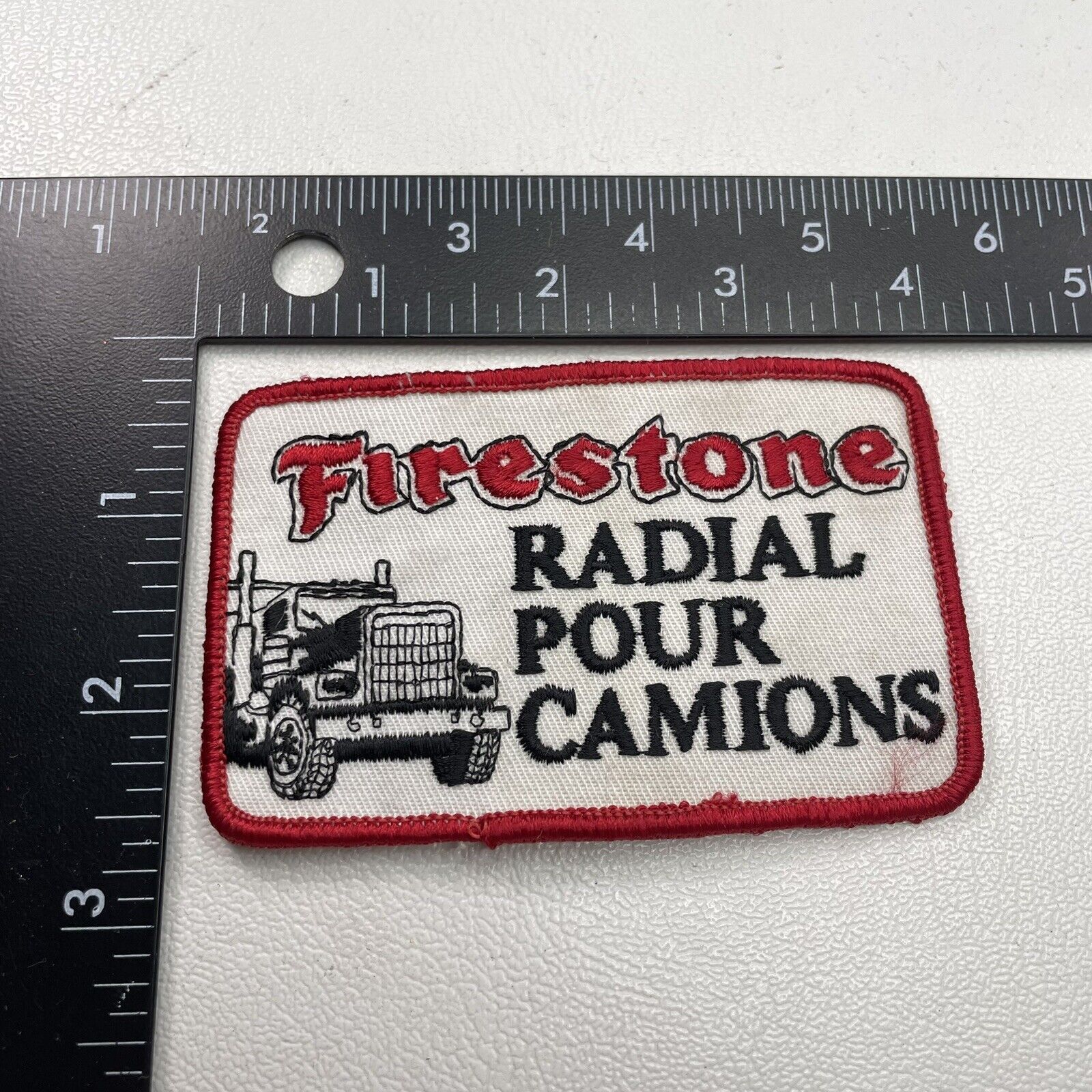Vintage Semi-Truck FIRESTONE RADIAL POUR CAMIONS Truck Tire Trucker Patch 24TI