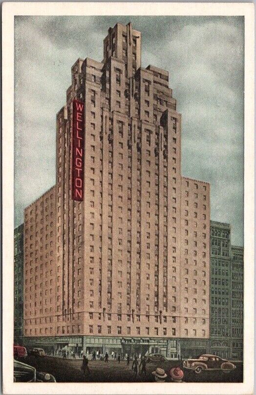 New York City Postcard HOTEL WELLINGTON 7th Ave. at 55th Street LUMITONE c1940s