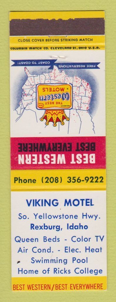 Matchbook Cover - Best Western Viking Motel Rexburg ID