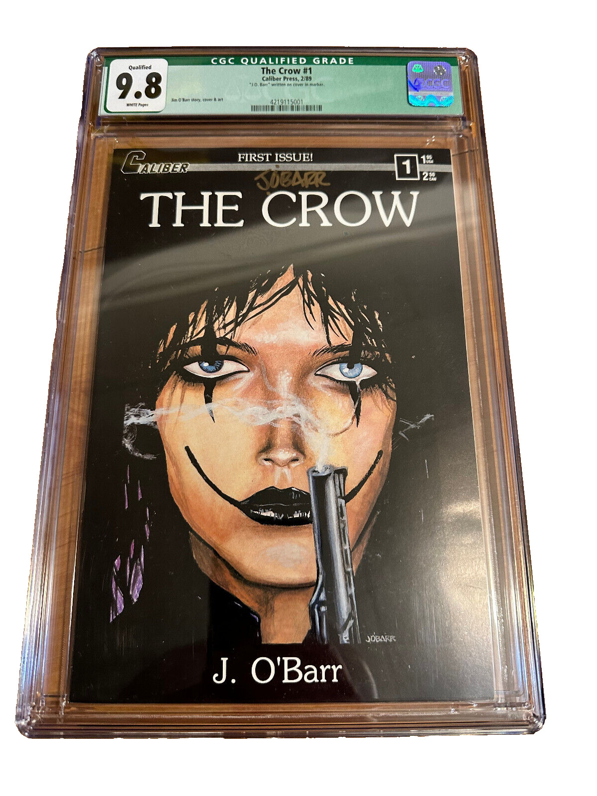 The Crow #1 CGC 9.8 1st Print 1989 Caliber Press Signed James O\'Barr White Pages