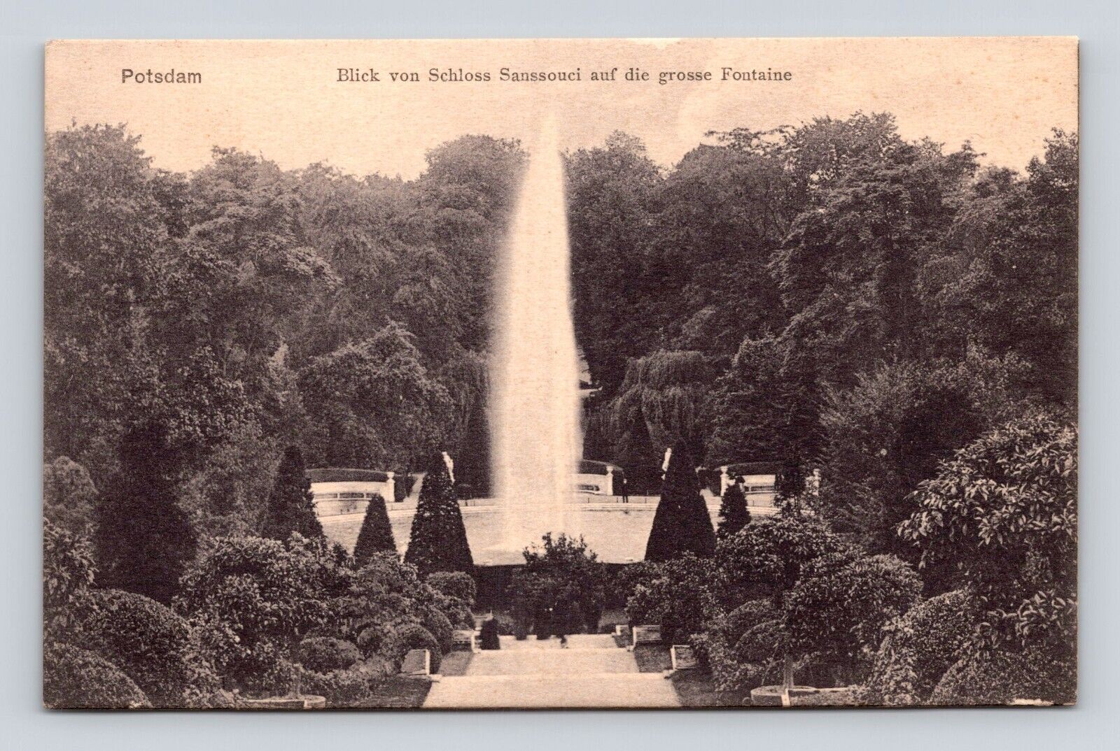 Old Postcard GERMANY SANSSOUCI PALACE Large Fountain Potsdam RPPC 1908-1918