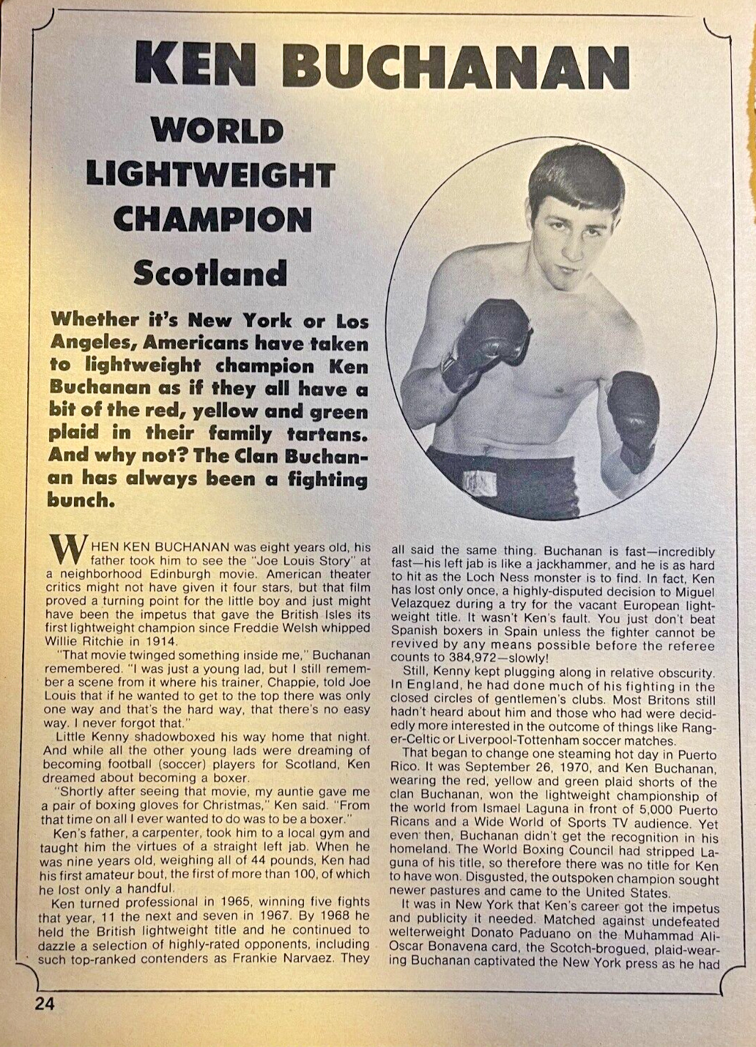 1972 Ken Buchanan World Lightweight Boxing Champion