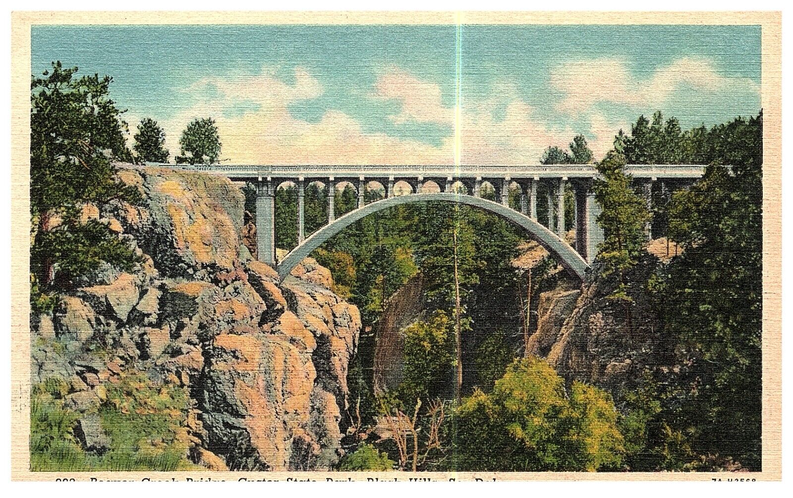Beaver Creek Bridge - Black Hills South Dakota - Custer State Park - Postcard