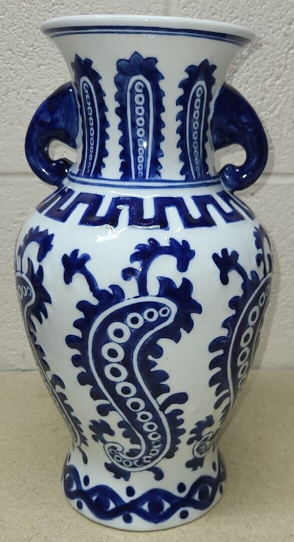 Vintage Blue White Porcelain Vase with ears Home décor -  Beautiful 12\