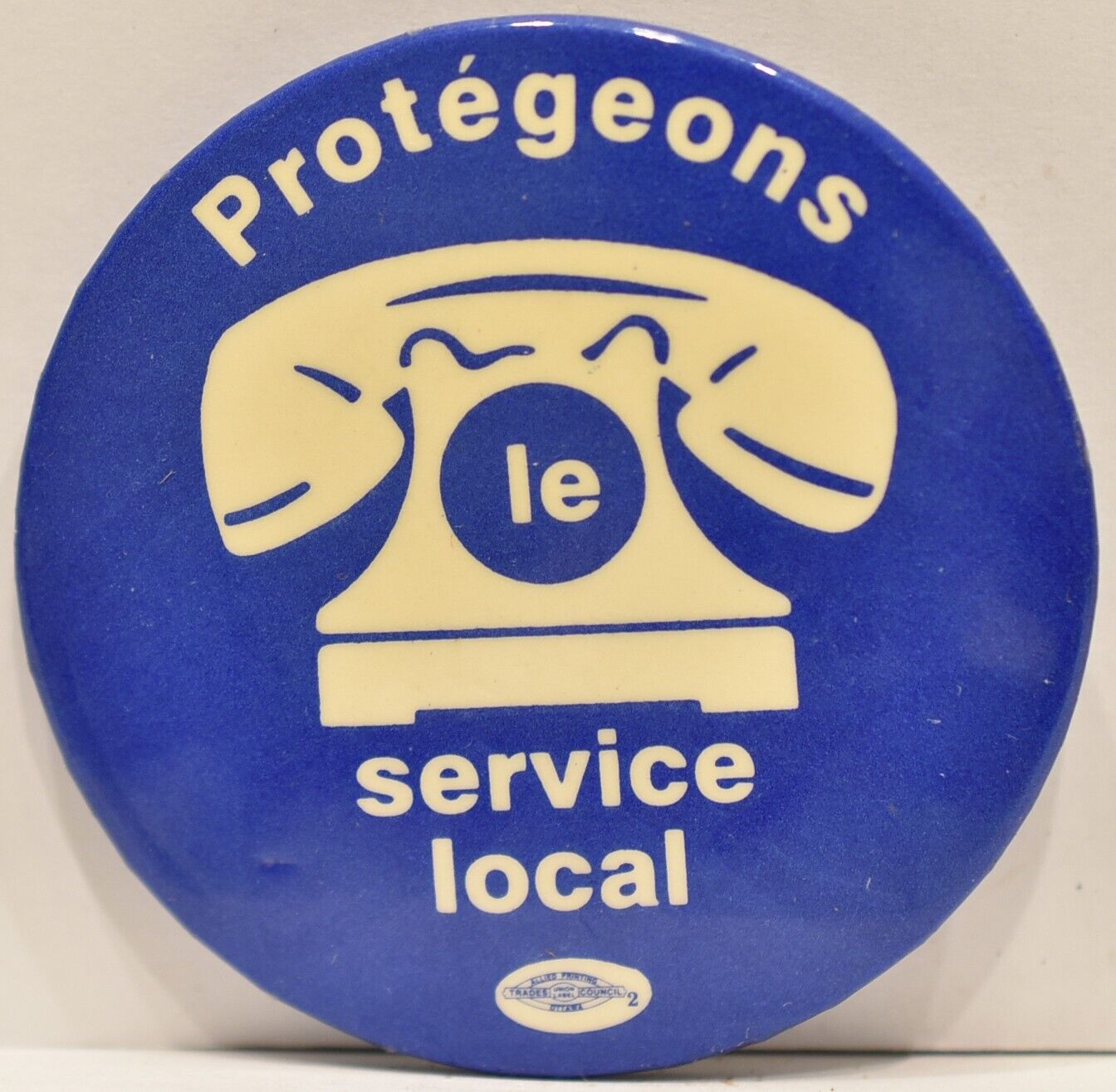Vintage 1970s Protect Phone Basic Service Ottawa Canada Pinback Pin Button #2