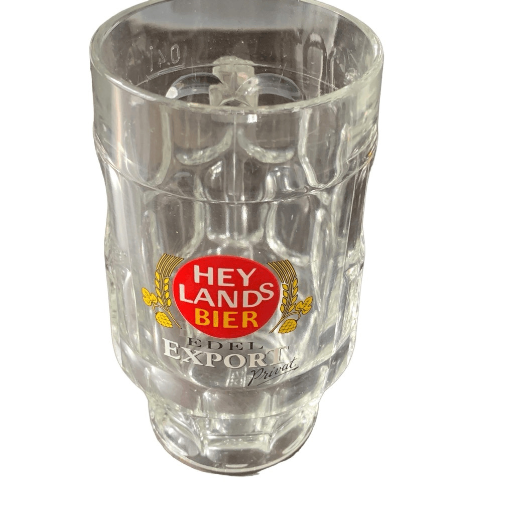 Vintage HEY LANDS BIER Edel Export Aschaffenburgs GroBes Bier Dimpled Mug Glass