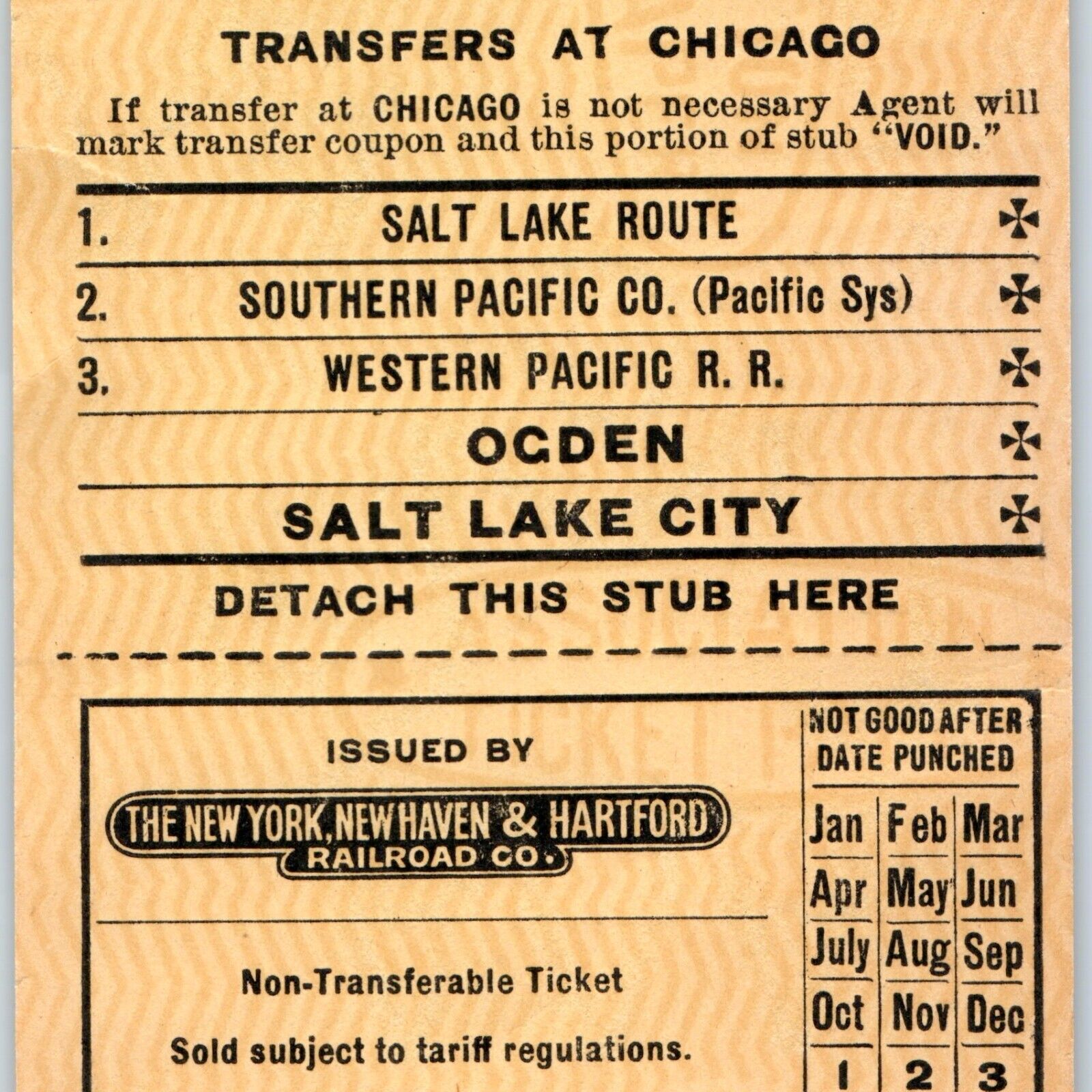 c1910s New York, New Haven & Hartford Railroad Ticket Immigrant Agents Stub 2A