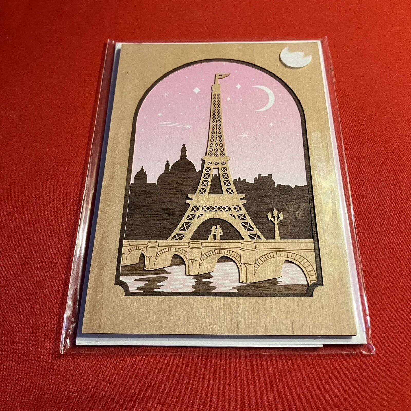 Hallmark Signature Valentine\'s Day Card Laser Cut Wood Eiffel Tower