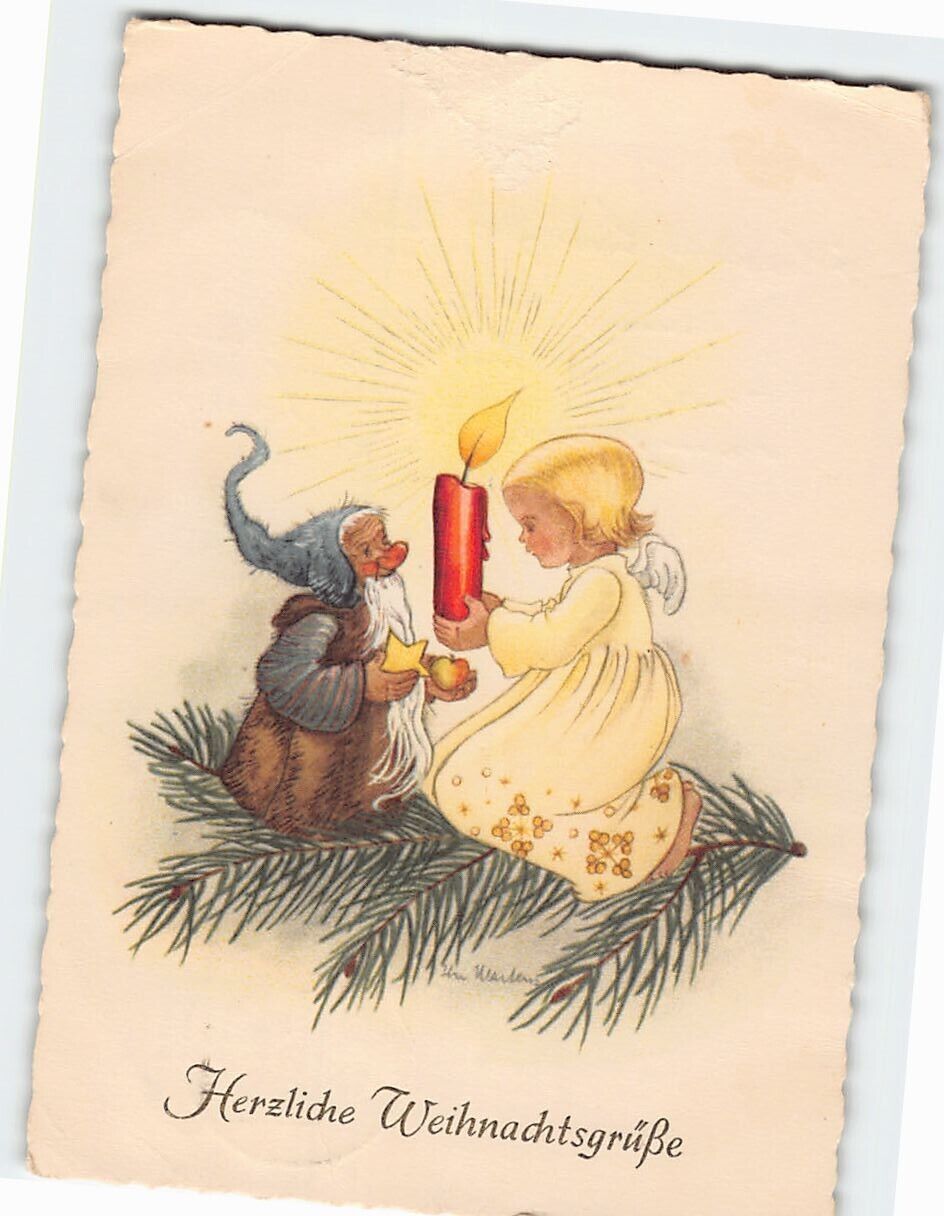 Postcard Herzliche Weihnachtsgrüße with Christmas Art Print