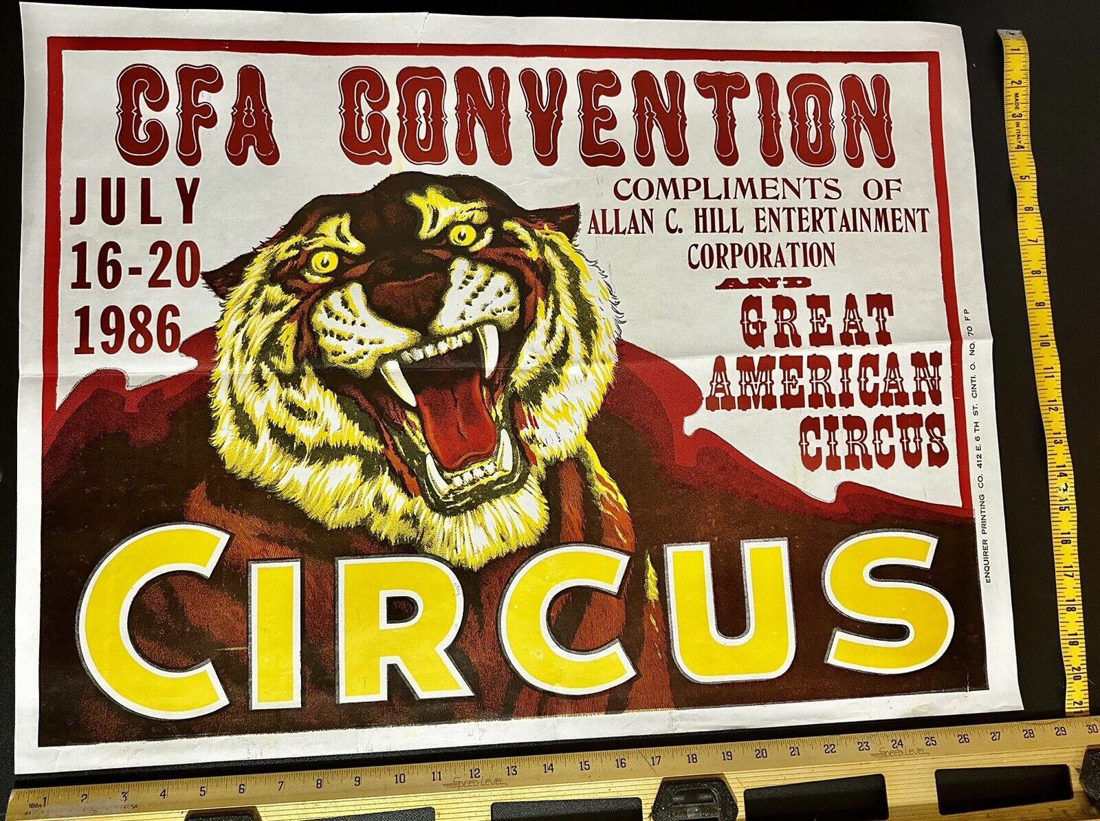 Original 28x21 CFA 1986 Circus CFA Tiger Convention Poster