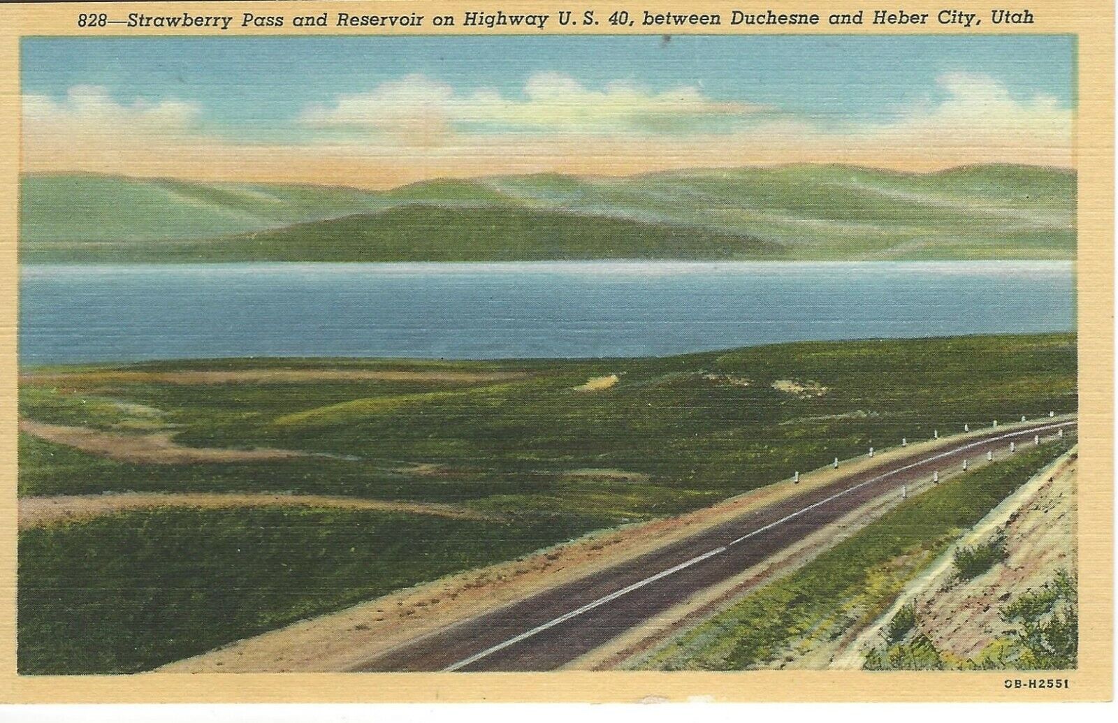Strawberry Pass & Reservoir, Highway 40, Heber City, Utah, c1940 Unused Postcard