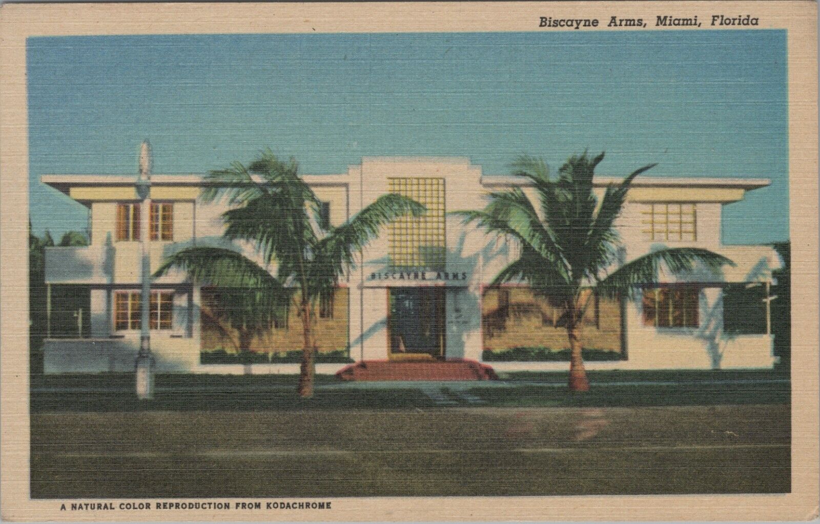 Biscayne Arms Hotel Apartments Miami FL Florida linen postcard G685