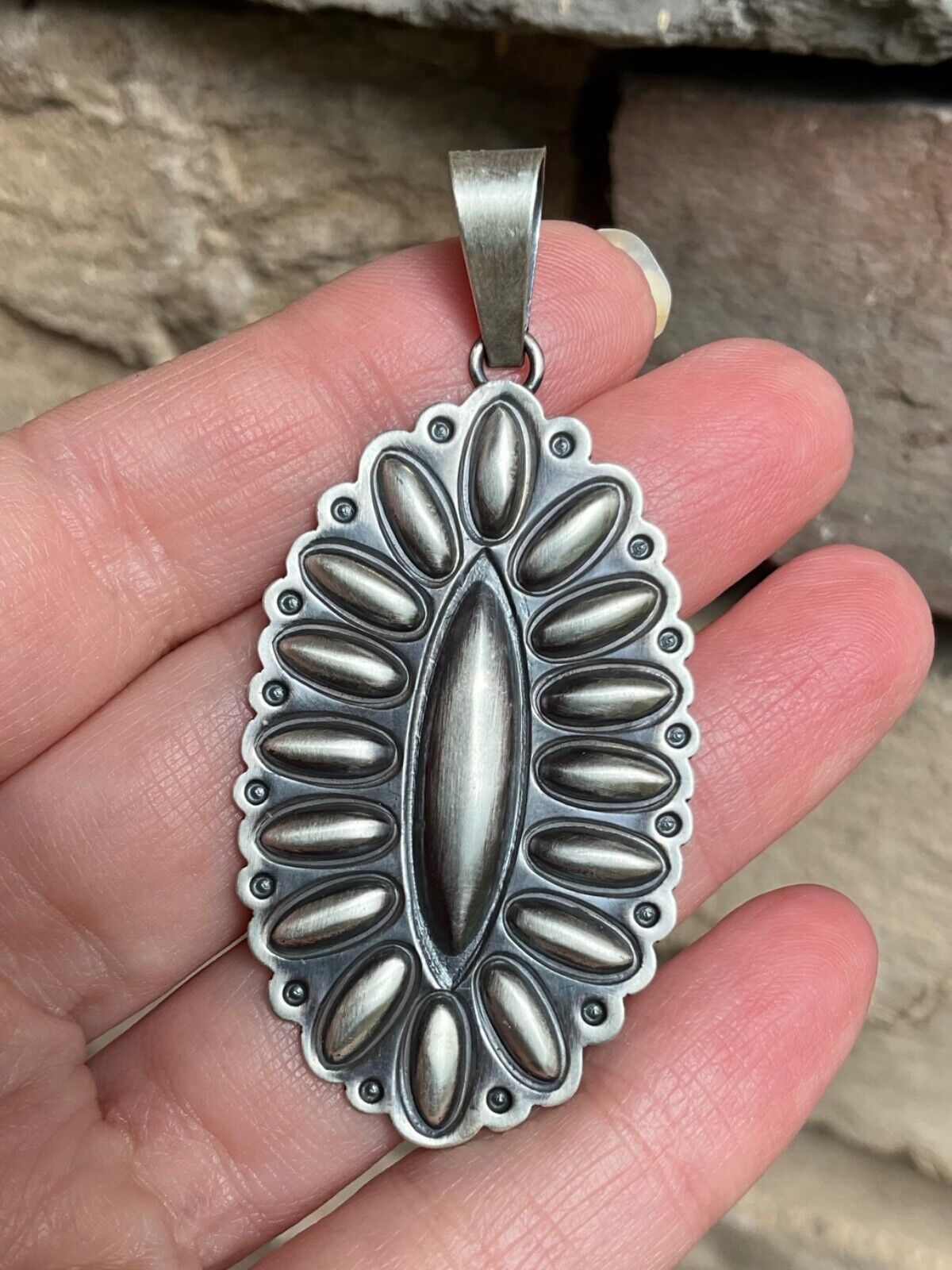 Navajo Handmade Sterling Silver Concho Pendant