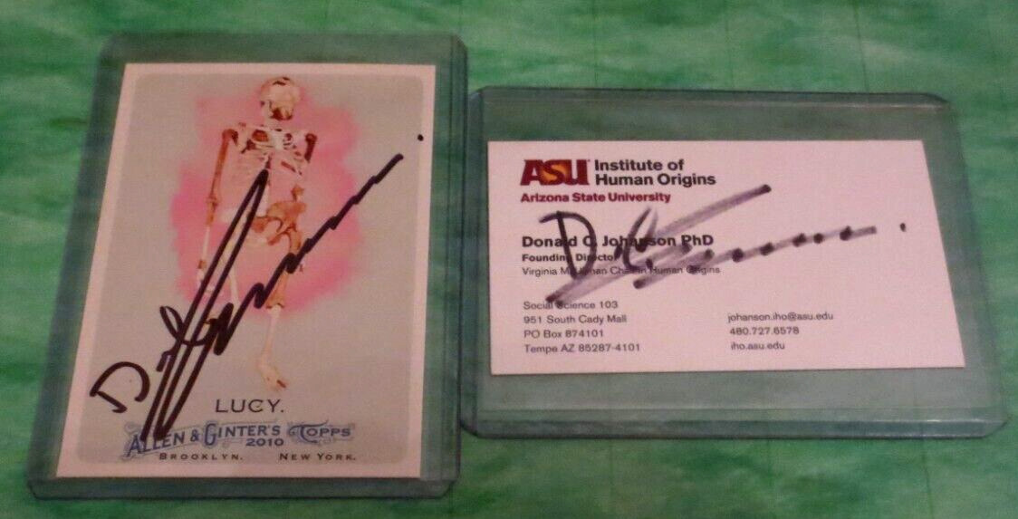 Lot of 2 Donald Johanson signed autographed cards anthropologist discovered LUCY