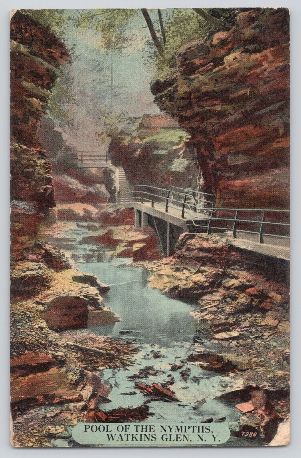 Postcard New York Watkins Glen Pool Of The Nympths Vintage Antique C1910