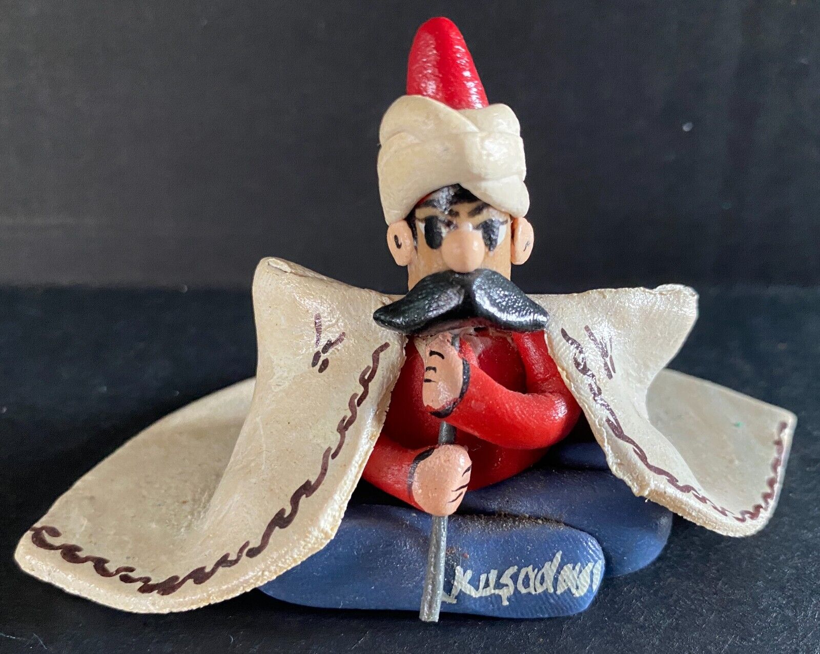 Kusadasi Figurine Turkish Souvenir - Mustache - Horn Flute Player