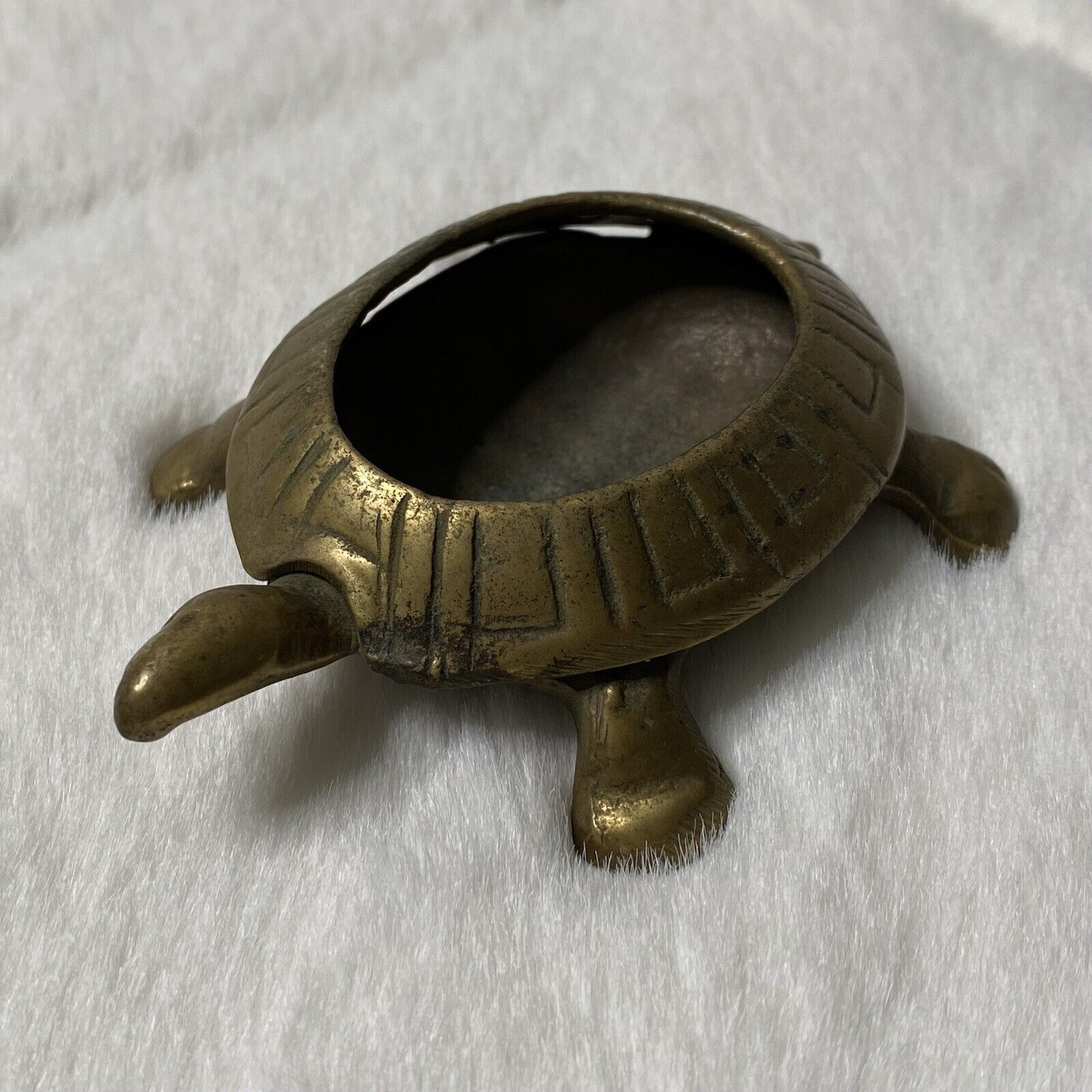 Vintage Brass Turtle Small Trinket Jewelry Dish NO Lid 3”