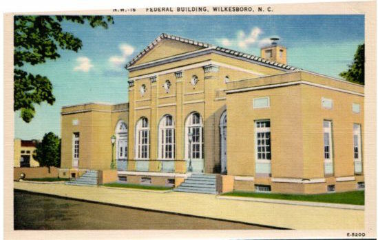 1931 WILKESBORO NC early Federal Building postcard