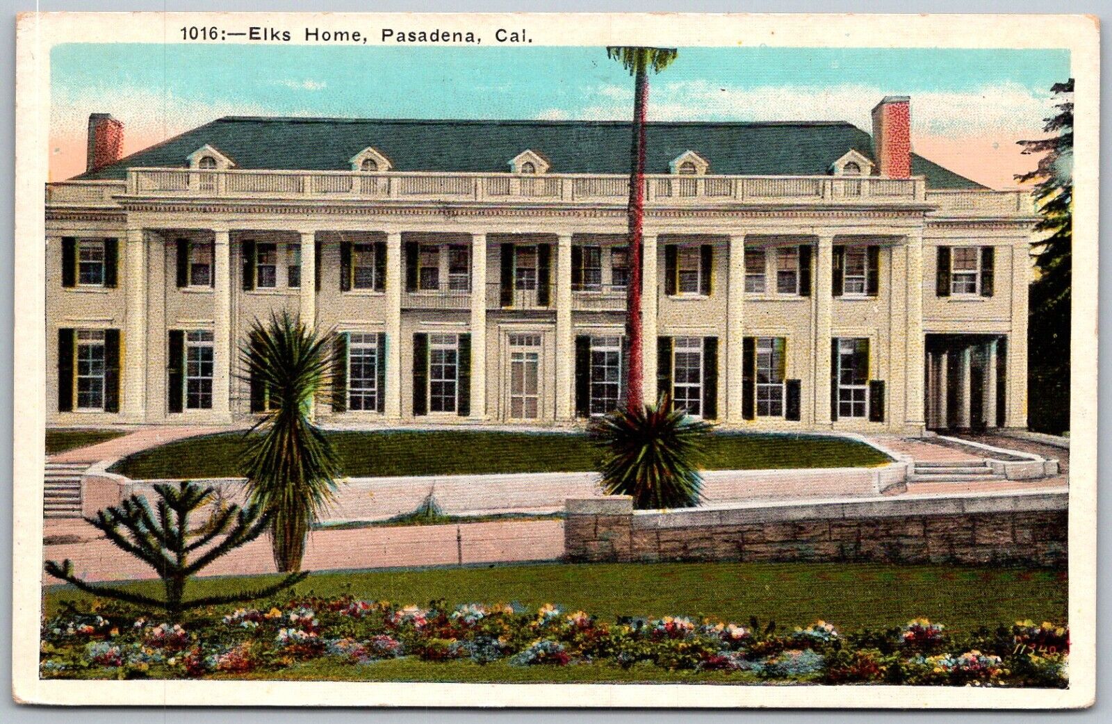 Pasadena California 1920s Postcard Elks Home BPOE