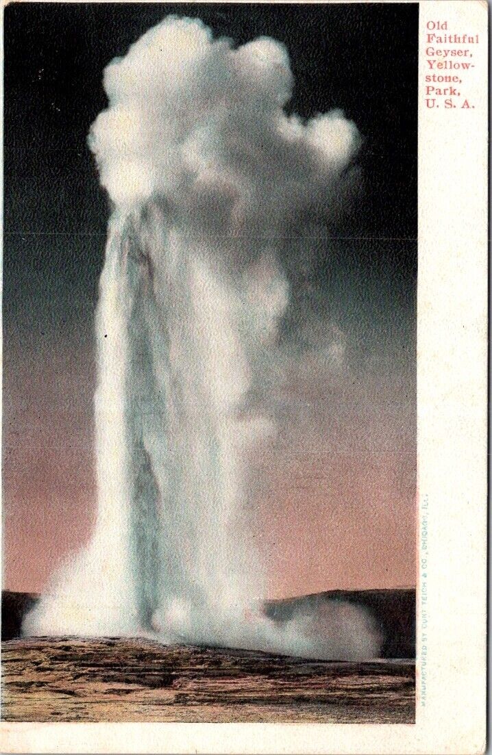 Yellowstone National Park Old Faithful Geyser c1907 Vintage Postcard