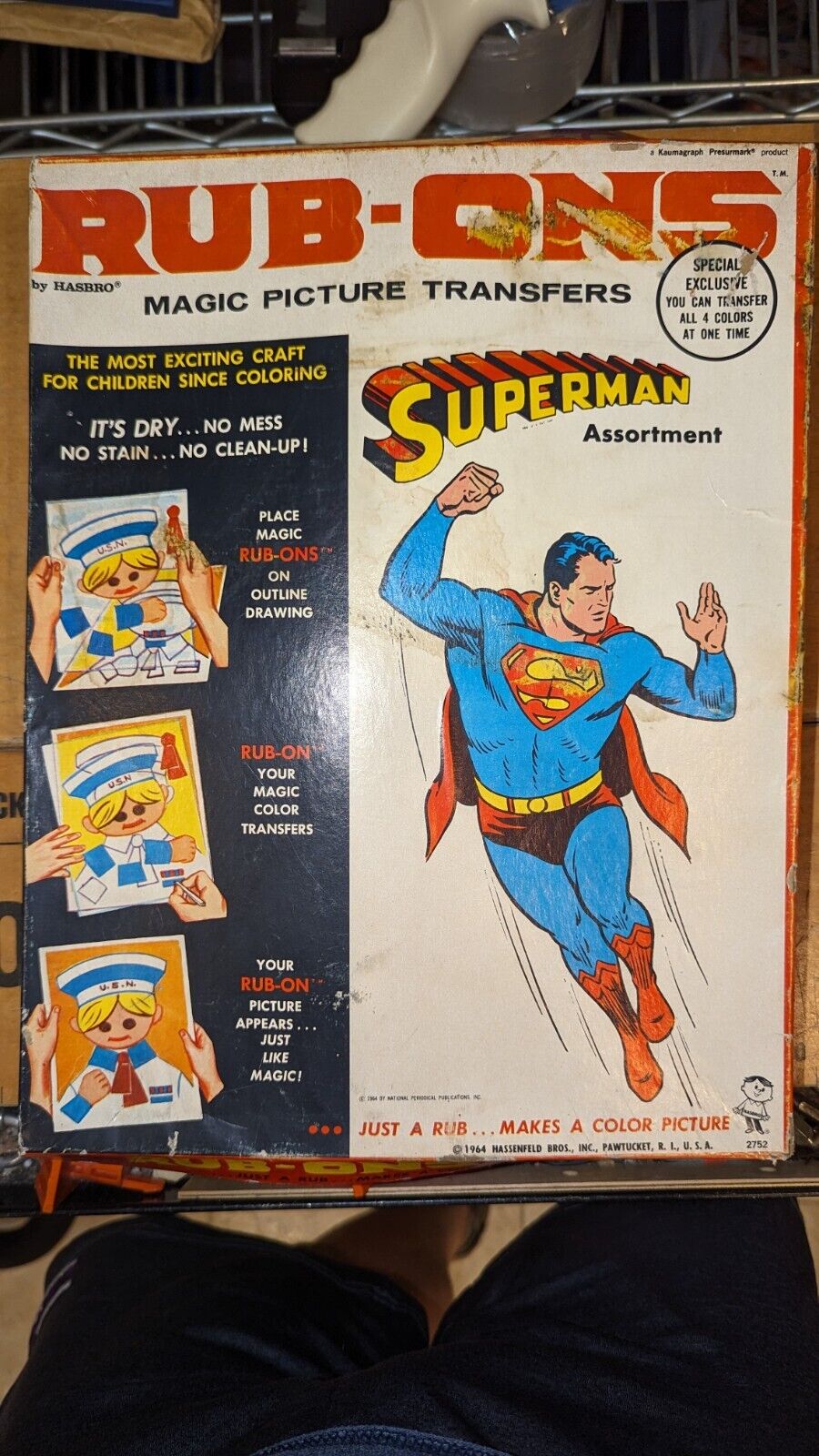 Hasbro 1964 SUPERMAN Magic RUB-ONS set # 2752