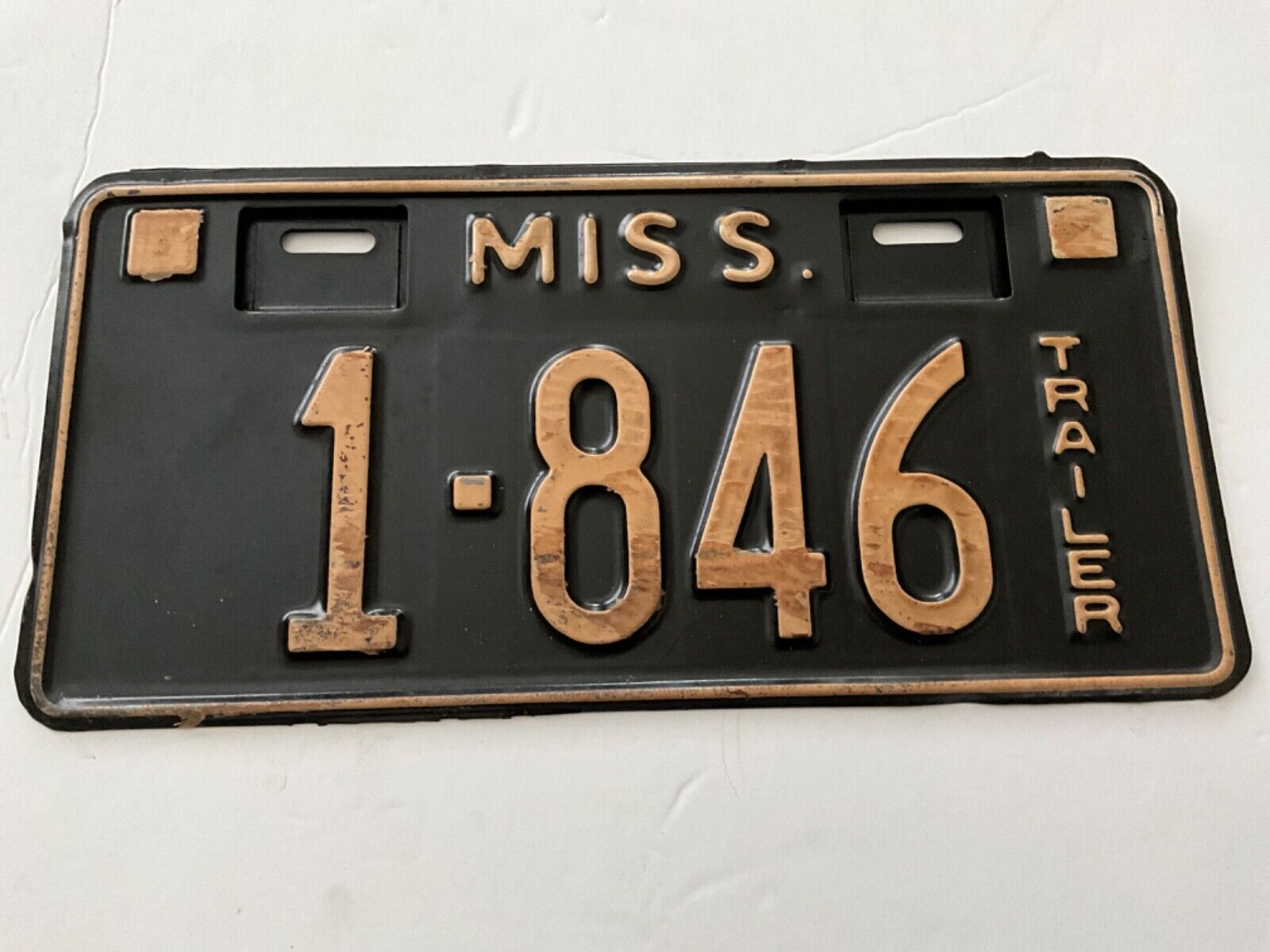 1934 1936 Mississippi Trailer License Plate Tag 1-846 with envelope