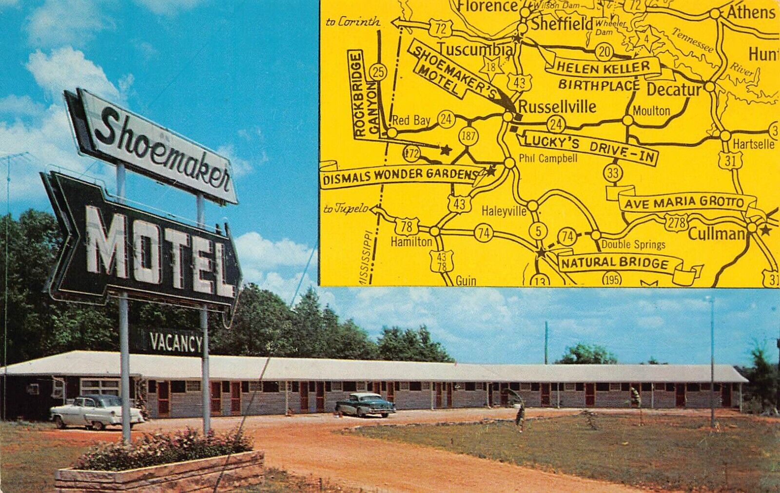 Hamilton AL Alabama Shoemaker Motel Hwy Route 43 Roadside Hotel Vtg Postcard C31