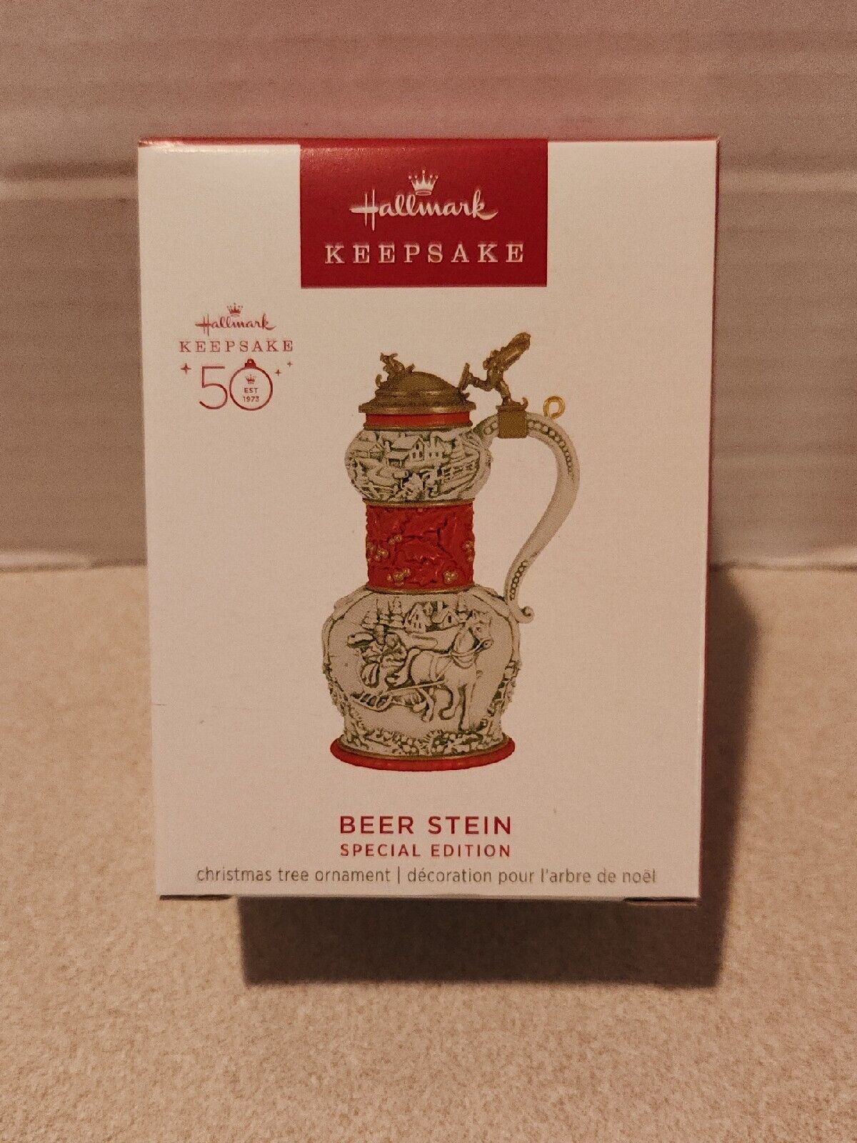 2023 Hallmark Ornament - Beer Stein Special Edition 50 Years Lid Works/Opens NIB